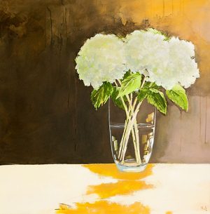 ‘White Hydrangeas in a Vase’